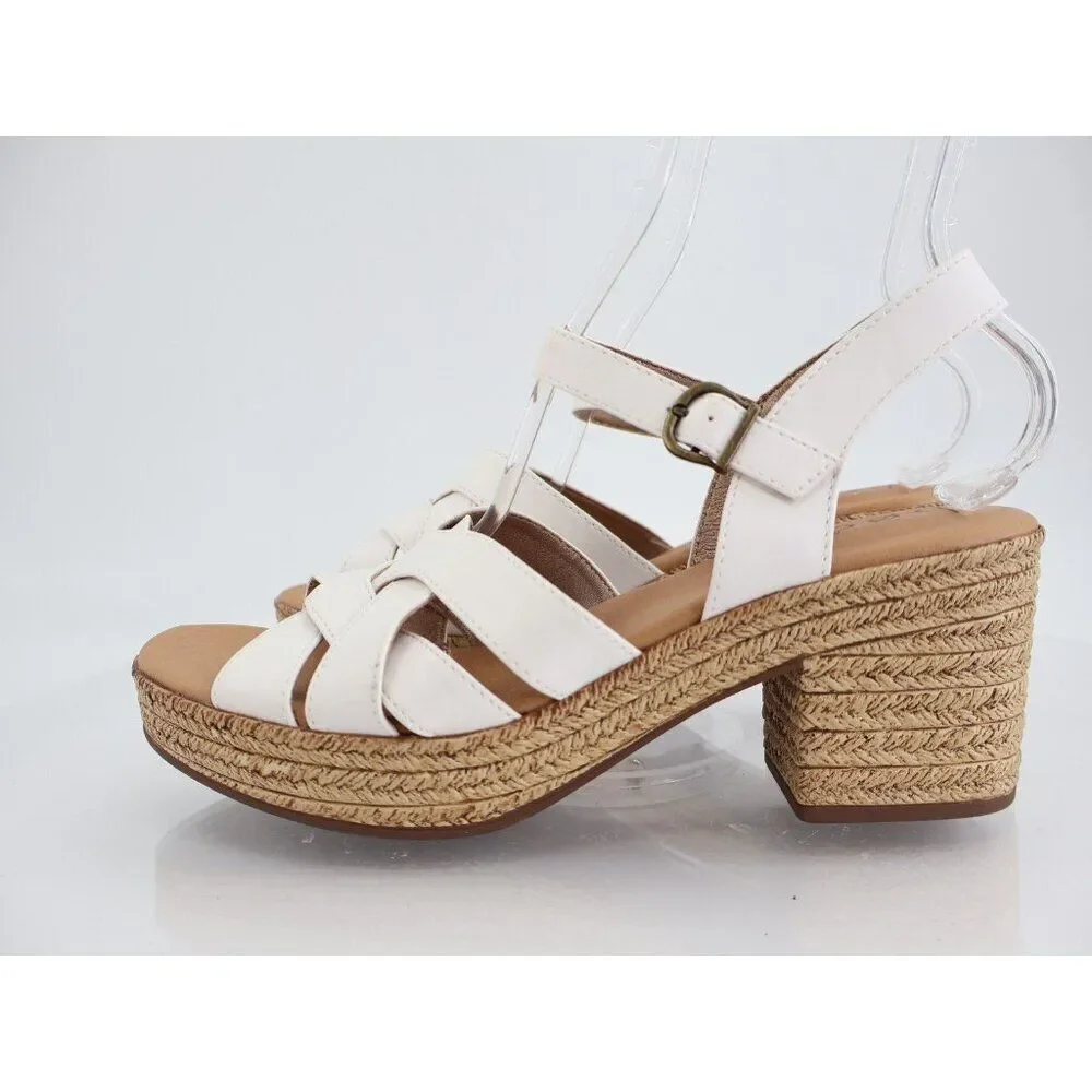 Born BOC Melodie Sandals Women's 11 White Vegan Leather Strappy Slingback Shoes
